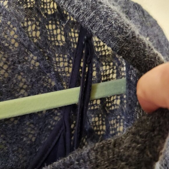 Free People Gray Open Knit Ruched V Neck Sweater Dress Size XS - Picture 4 of 7